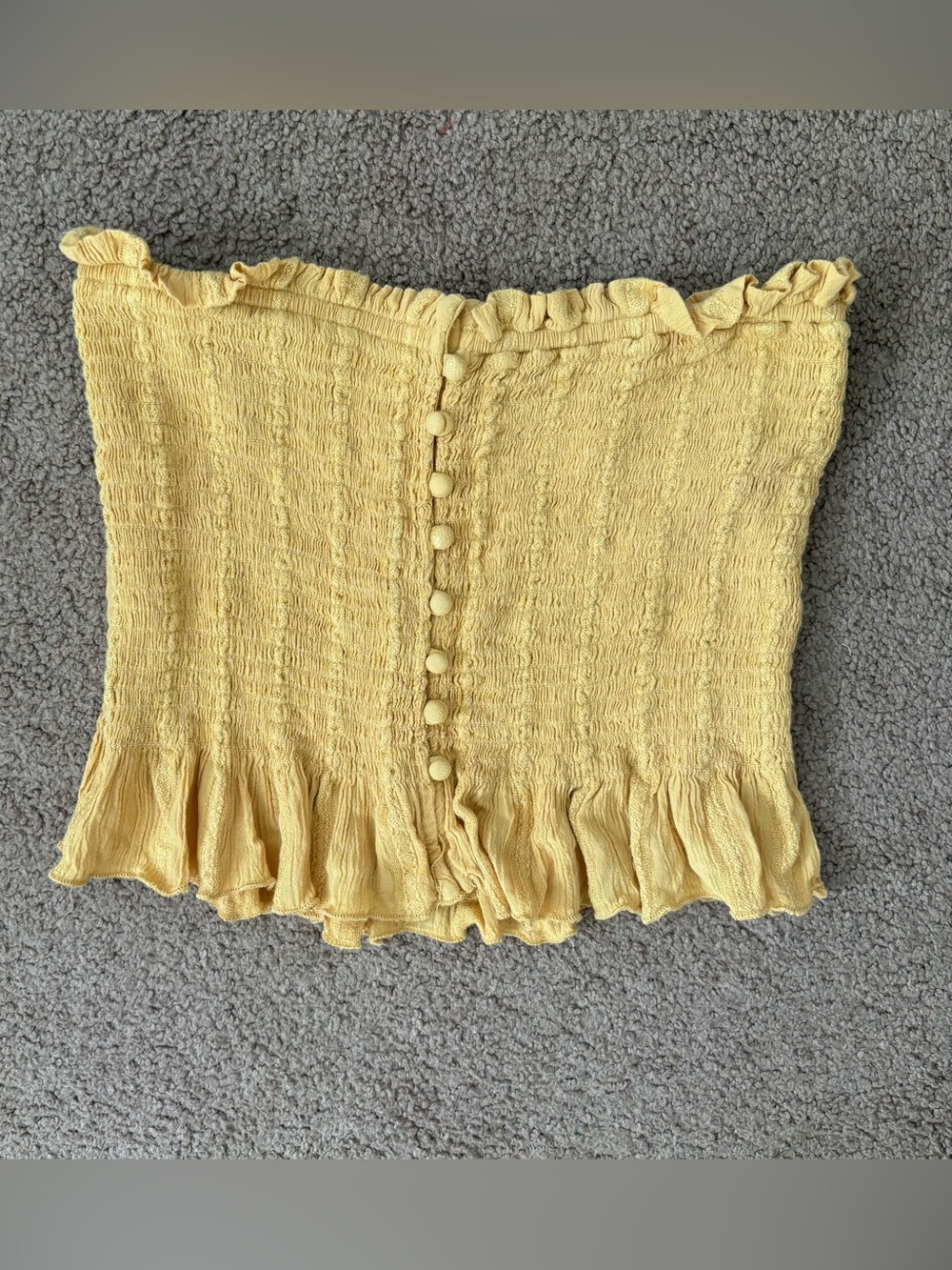 American Eagle Yellow Smocked Ruffle Tube Top Women’s Medium